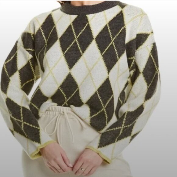 H&M x Pringle of Scotland | Argyle Patterned Gray and White Sweater Medium - Picture 1 of 6